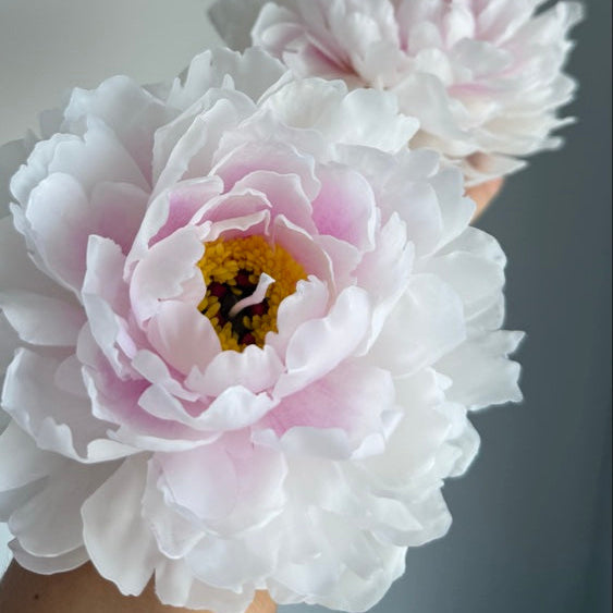 White realistic peony flower candle handmade by JCandles