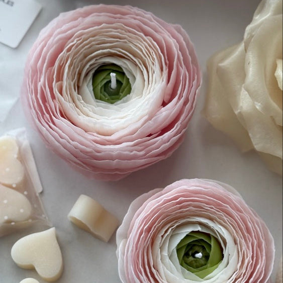 Ranunculus candle silicone mold & cutter set