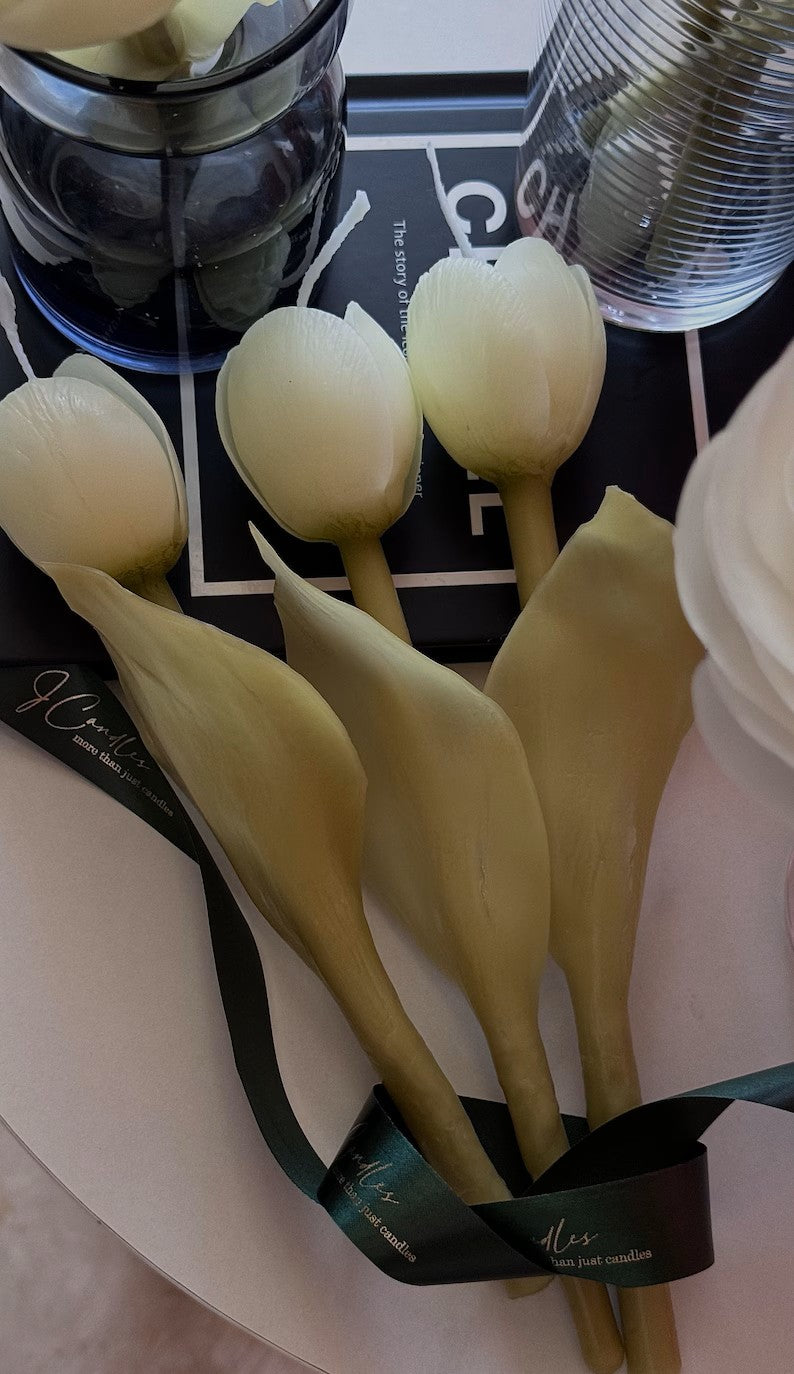 Handmade Beeswax tulip candle: unique floral gift