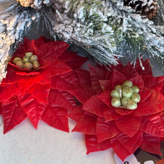 Christmas Poinsettia Candle • Handmade Beeswax Flower • Holiday Gift