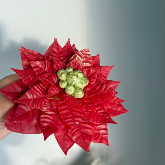 Christmas Poinsettia Candle • Handmade Beeswax Flower • Holiday Gift