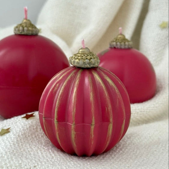 Christmas ornament candle | ball candle, holiday decor | gift box