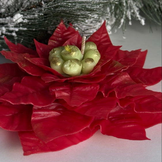 Christmas Poinsettia Candle • Handmade Beeswax Flower • Holiday Gift