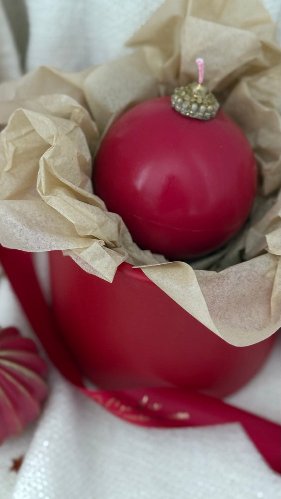 Christmas ornament candle | ball candle, holiday decor | gift box