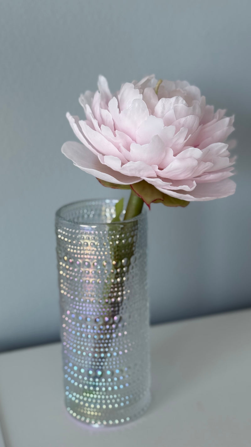 Peony candle on a stem, ligt pink