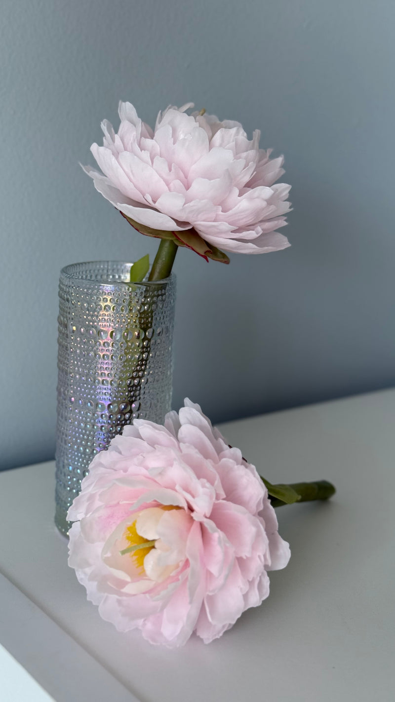 Peony candle on a stem, ligt pink