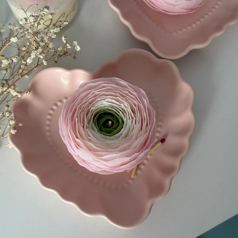 Valentine's day flower candle gift set / flower + heart tray / build your set