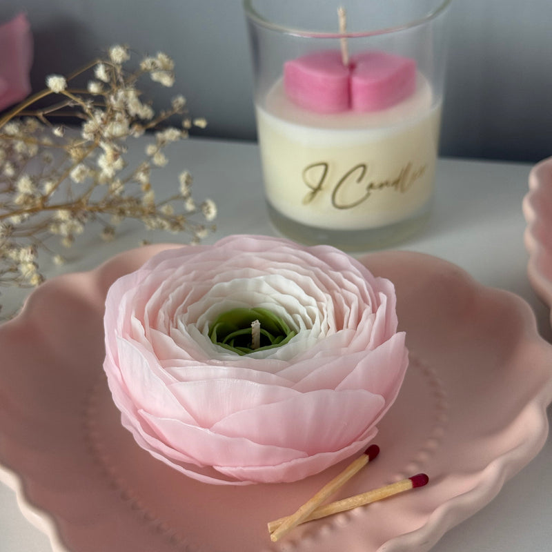 Valentine's day flower candle gift set / flower + heart tray / build your set