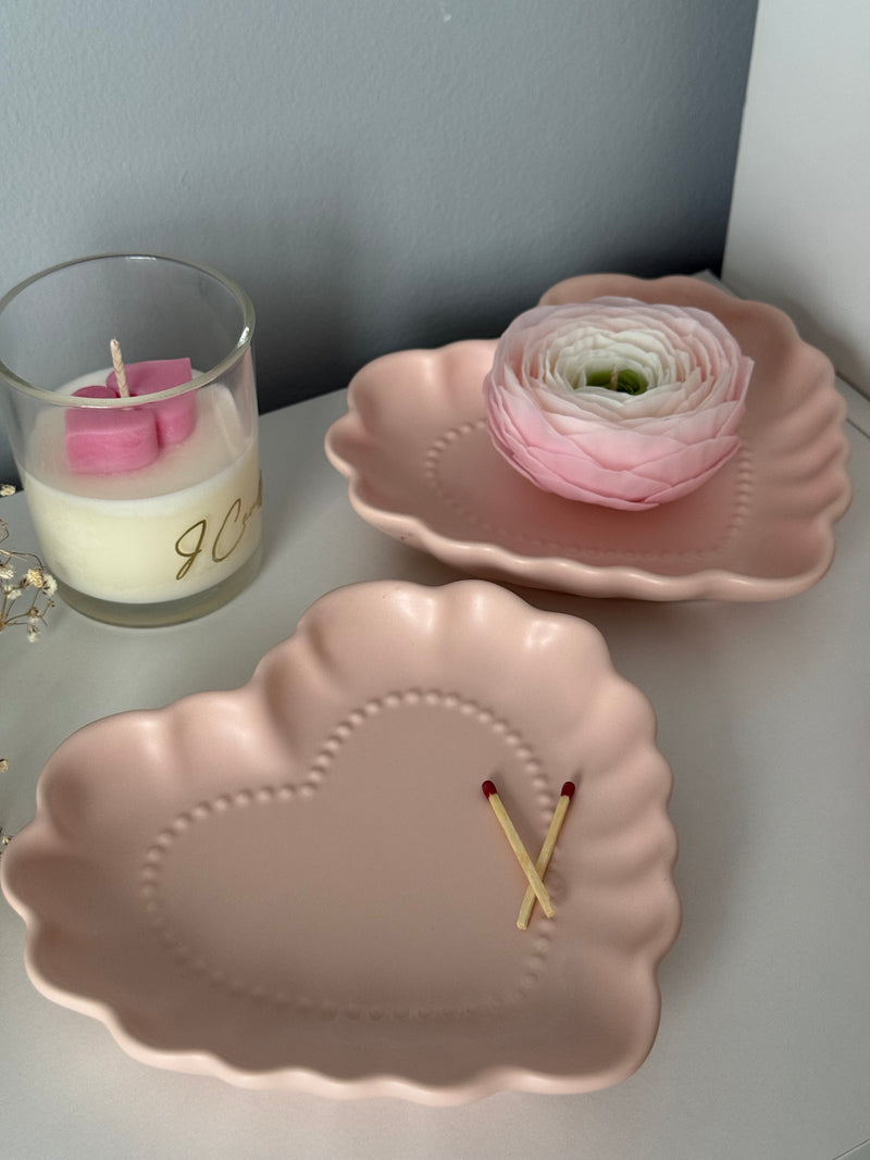 Valentine's day flower candle gift set / flower + heart tray / build your set