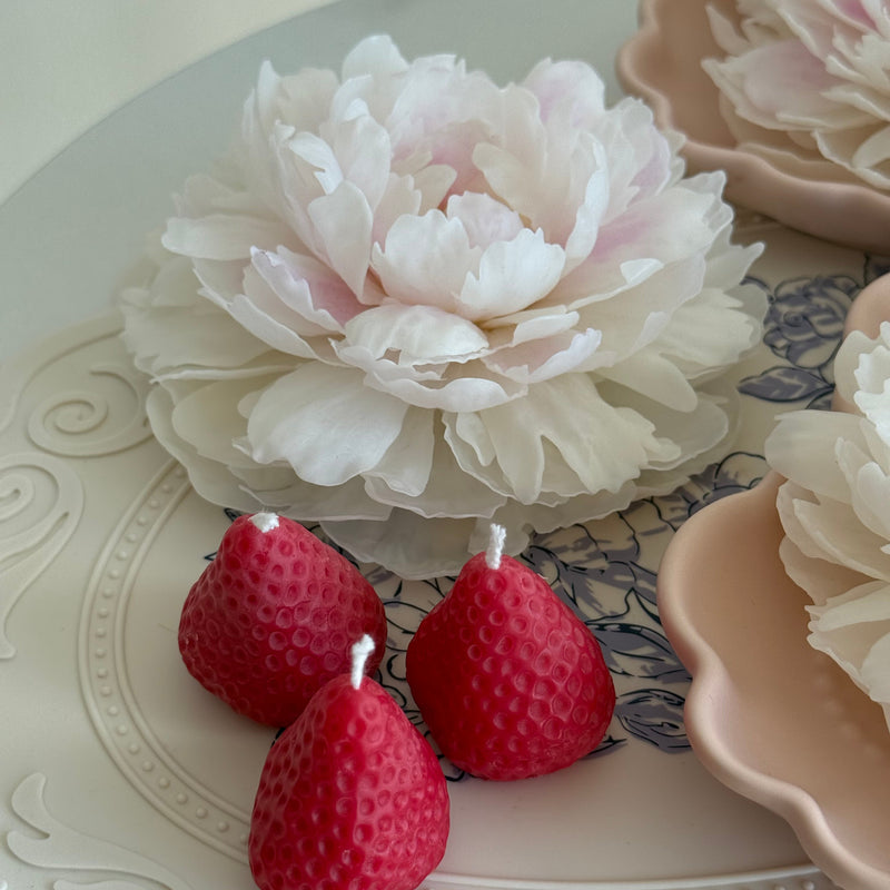 Peony flower candle - gift set for her: bridesmaid gift candle, bride candle gift, birthday gift, wedding, luxury mother day gift