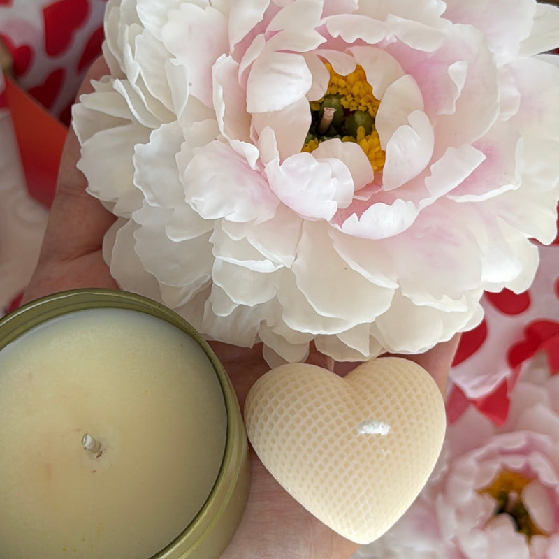 Peony flower candle - gift set for her: bridesmaid gift candle, bride candle gift, birthday gift, wedding, luxury mother day gift
