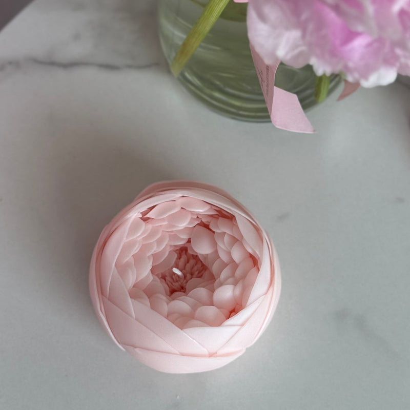 Aesthetic peony candle from beeswax candle