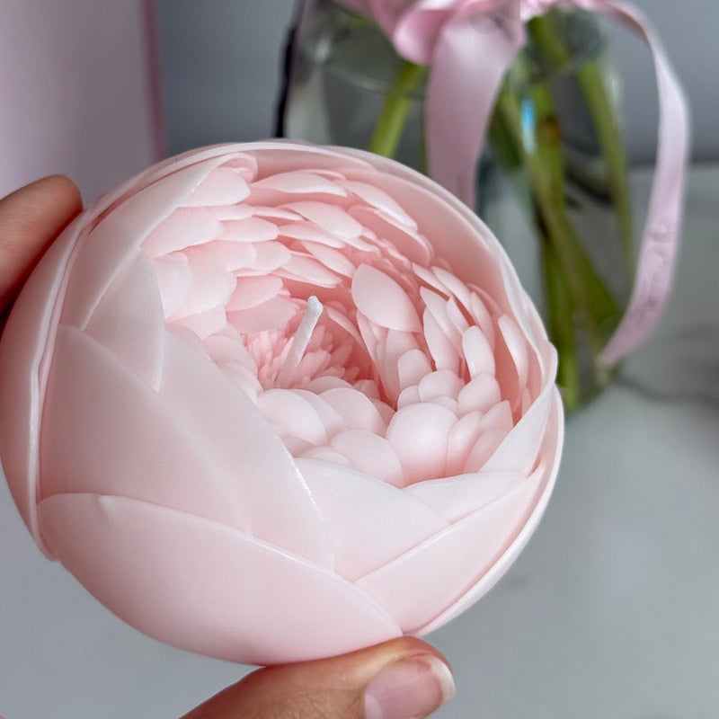 Aesthetic peony candle from beeswax candle