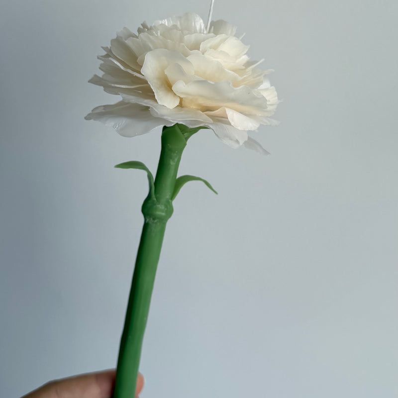 Realistic beeswax carnation candle – handcrafted flower candle gift – natural scent – romantic home decor