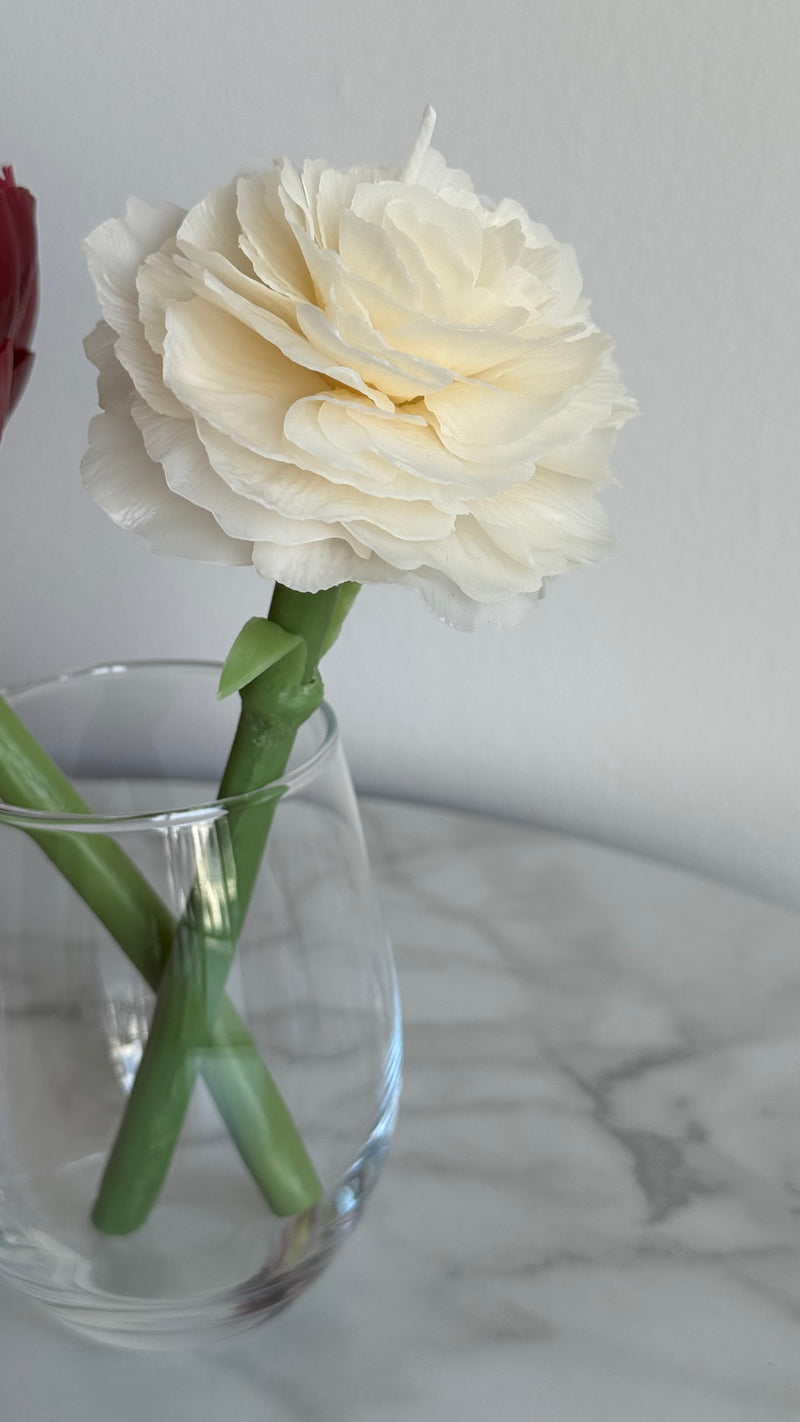 Realistic beeswax carnation candle – handcrafted flower candle gift – natural scent – romantic home decor