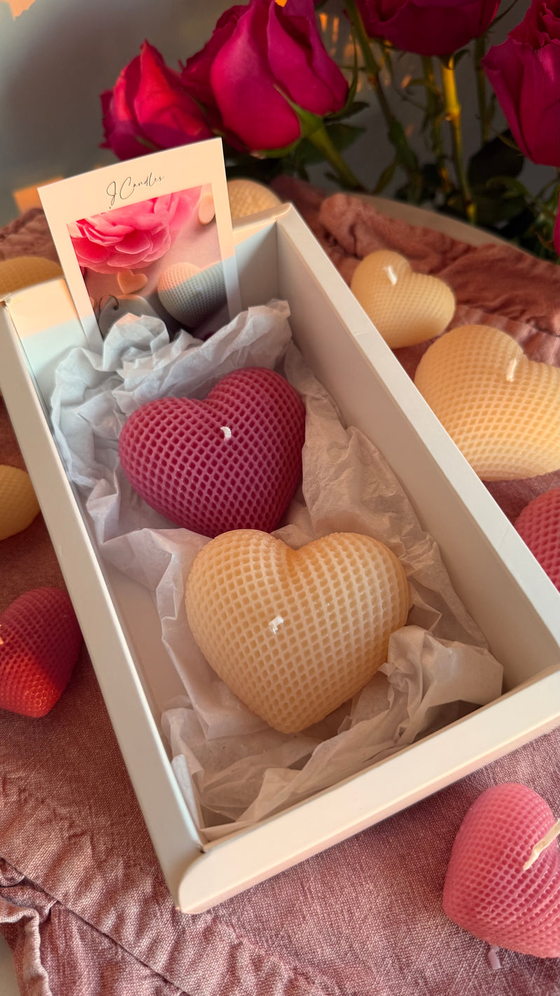 Scented soy wax heart candles, romantic home decor, Valentine's Gift