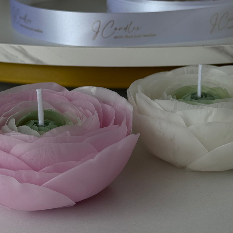 Flower candle RANUNCULUS / white pink