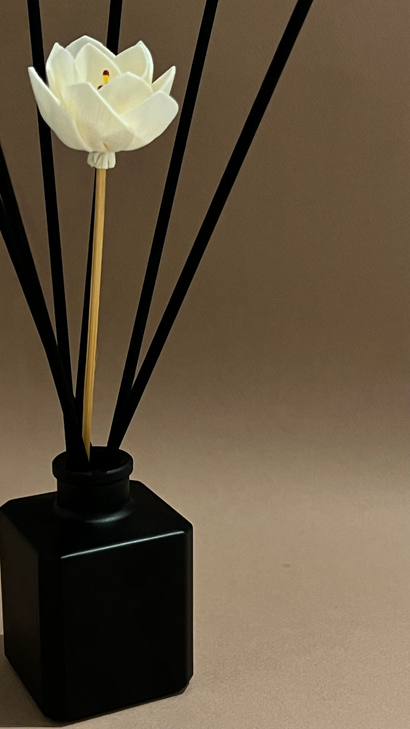 Aesthetic black tin candle & natural reed diffuser set, gift set
