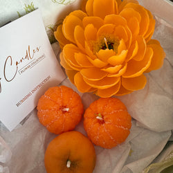 Autumn candle gift set / fall gift box / handmade beeswax flower candle