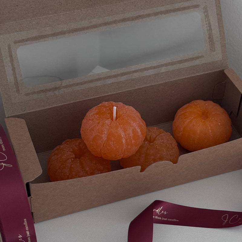 Realistic tangerine scented candles / christmass gift set / mandarin candle