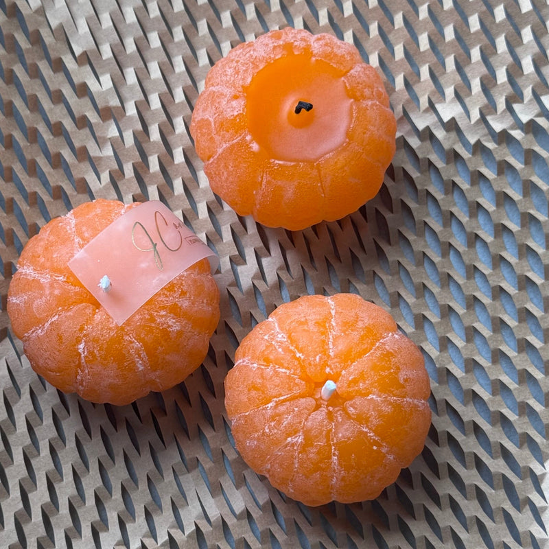 Realistic tangerine scented candles / christmass gift set / mandarin candle