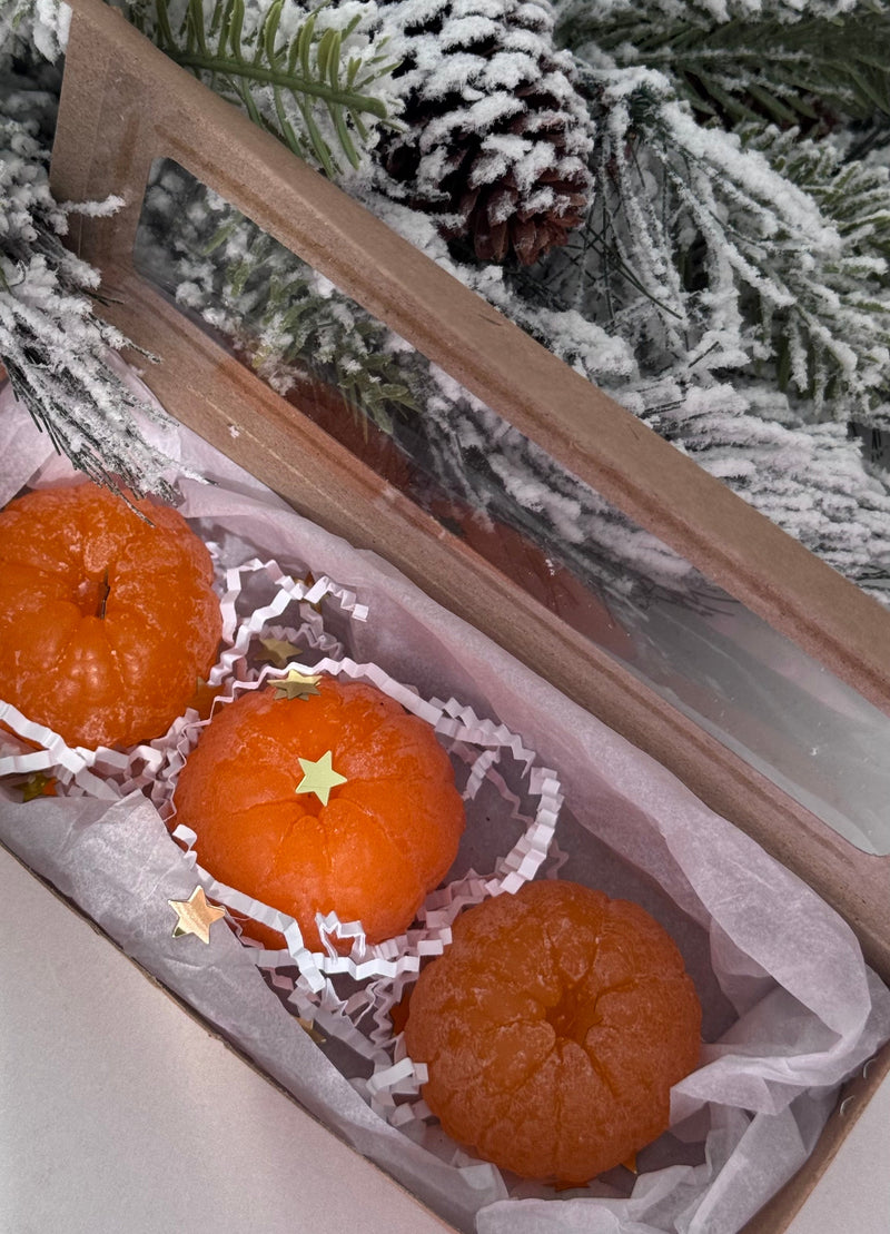 Realistic tangerine scented candles / christmass gift set / mandarin candle
