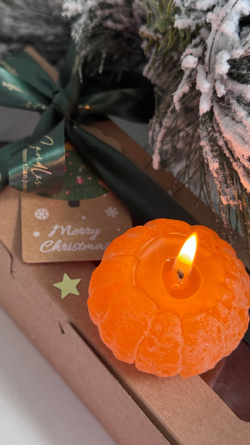 Realistic tangerine scented candles / christmass gift set / mandarin candle