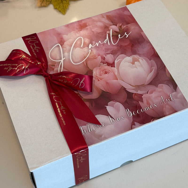 Autumn candle gift set / fall gift box / handmade beeswax flower candle