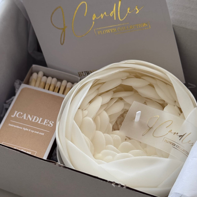 Aesthetic peony candle from beeswax candle