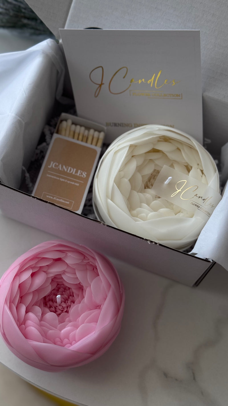 Aesthetic peony candle from beeswax candle