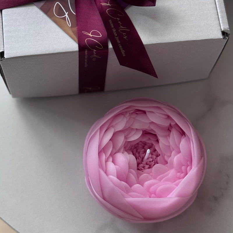 Aesthetic peony candle from beeswax candle