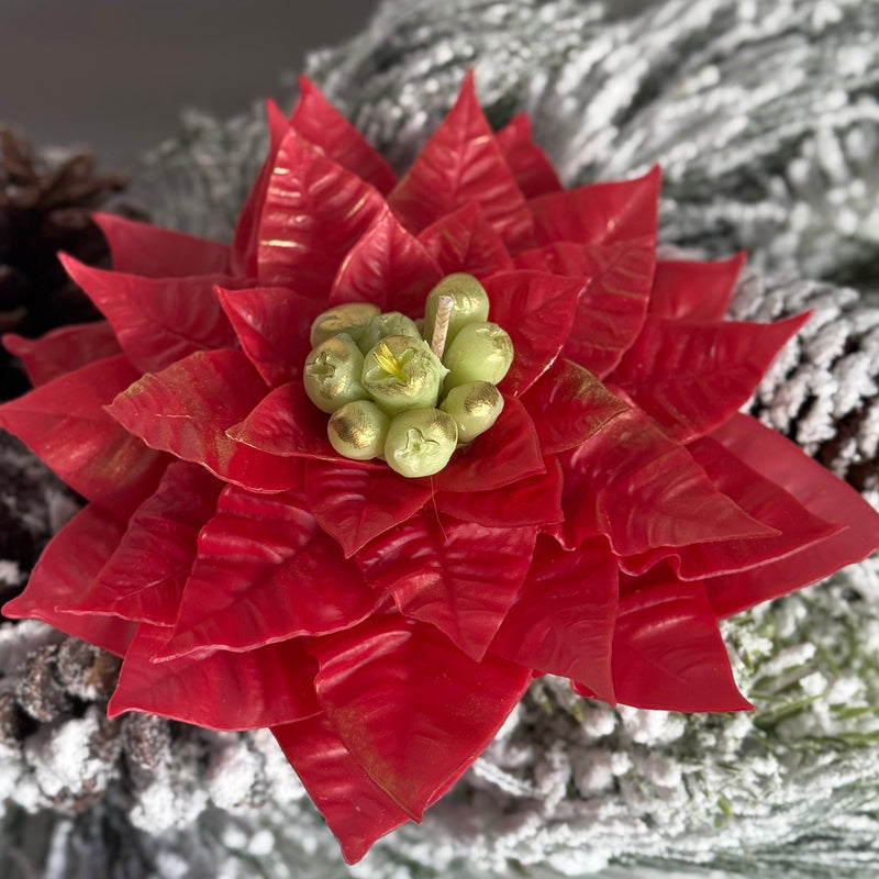 Christmas Poinsettia Candle • Handmade Beeswax Flower • Holiday Gift
