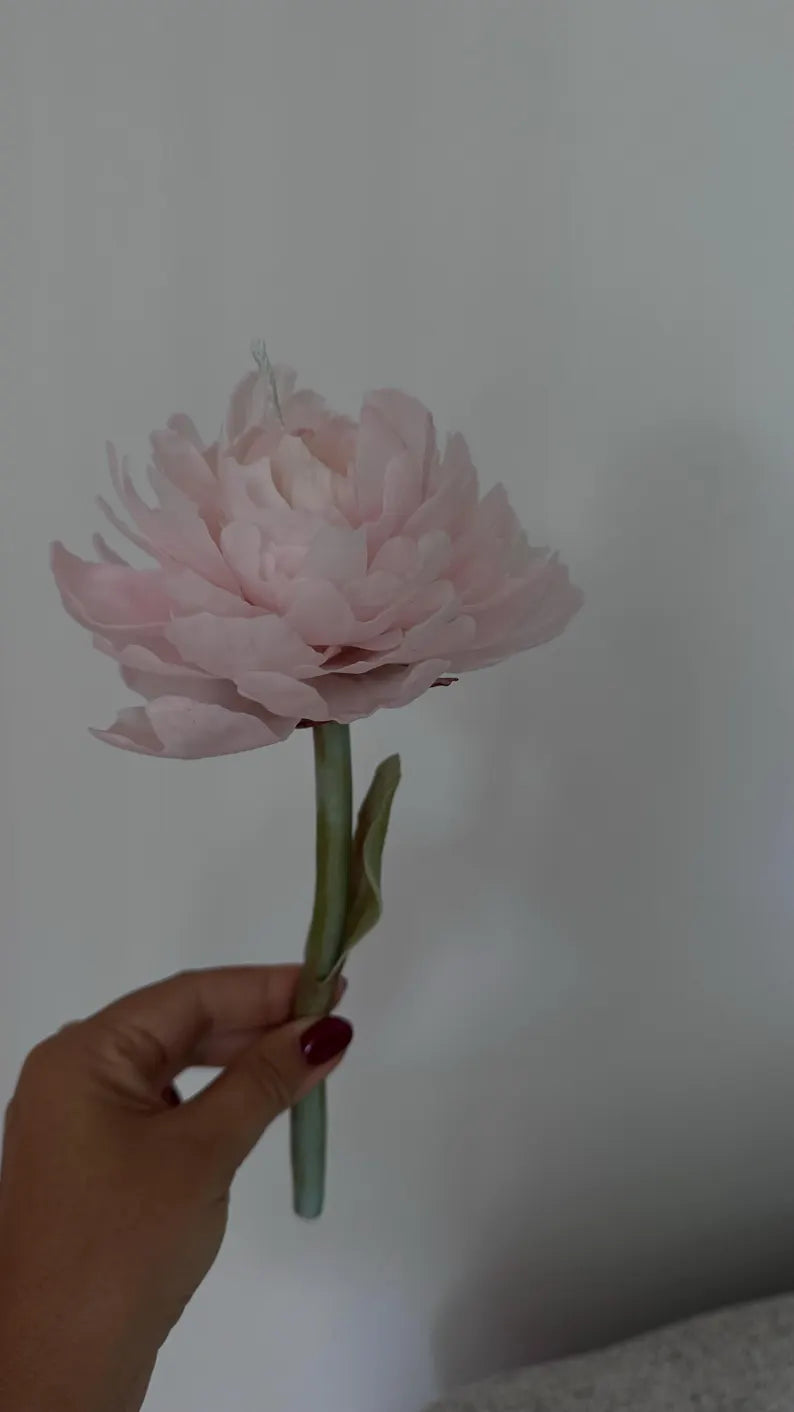 Handmade Beeswax Peony Candle: Unique Flower Gift for Her/ Valentine’s Gift