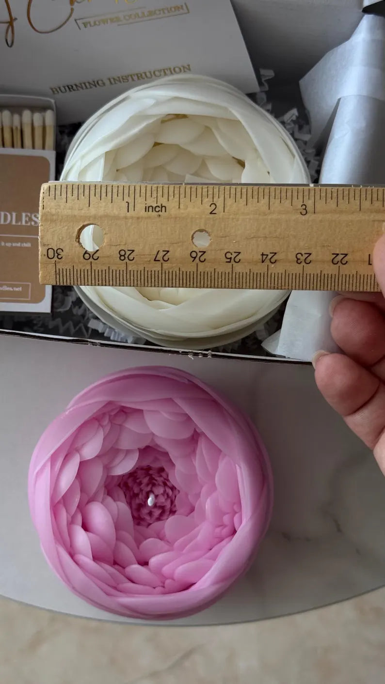 Handcrafted Beeswax Peony Candle: Wedding Birthday Decor
