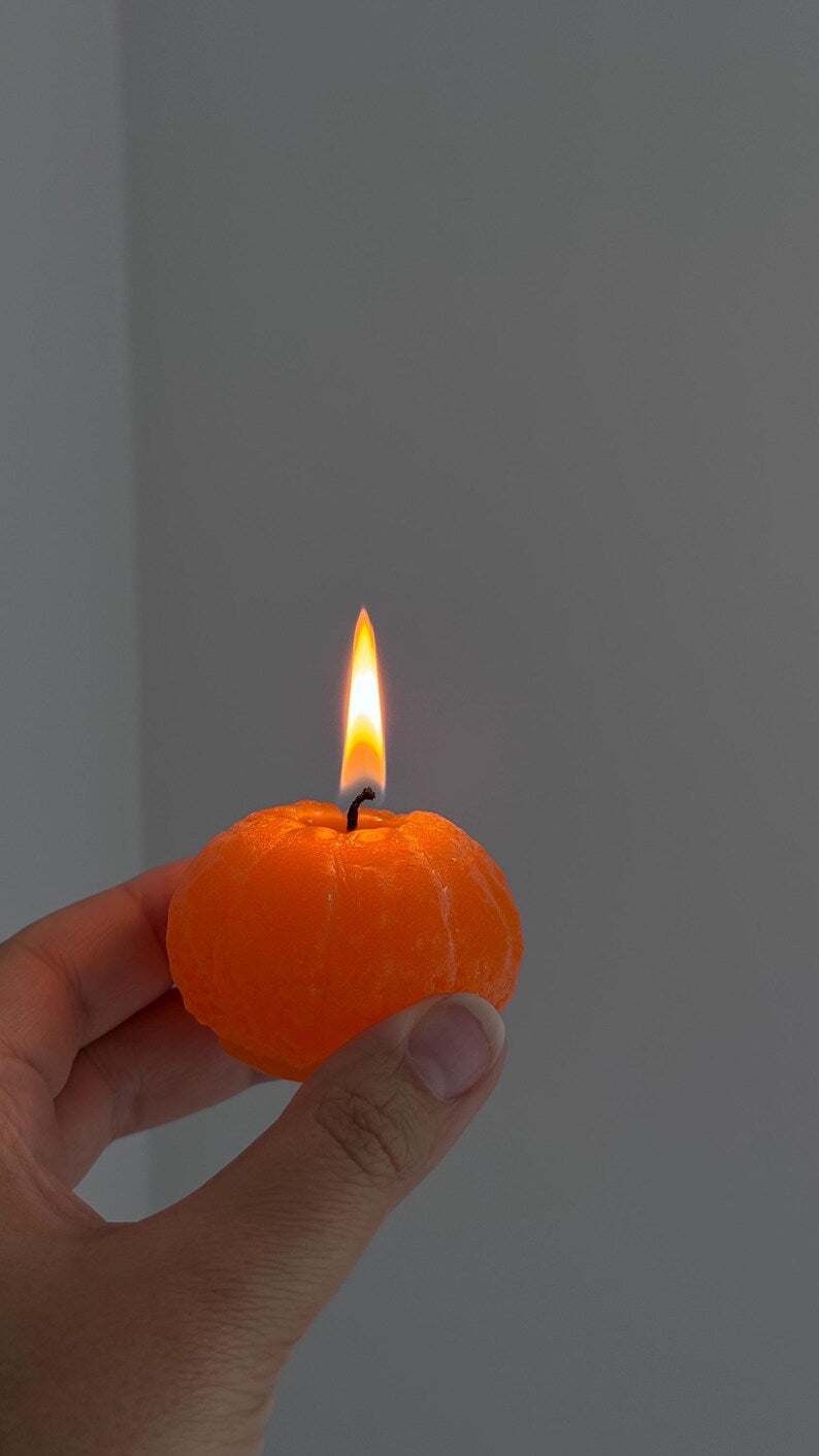 Realistic Tangerine Candles: Organic Beeswax Holiday Decor