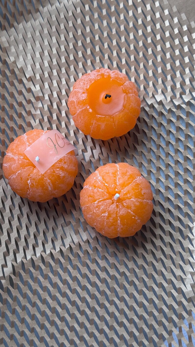 Realistic Tangerine Candles: Organic Beeswax Holiday Decor