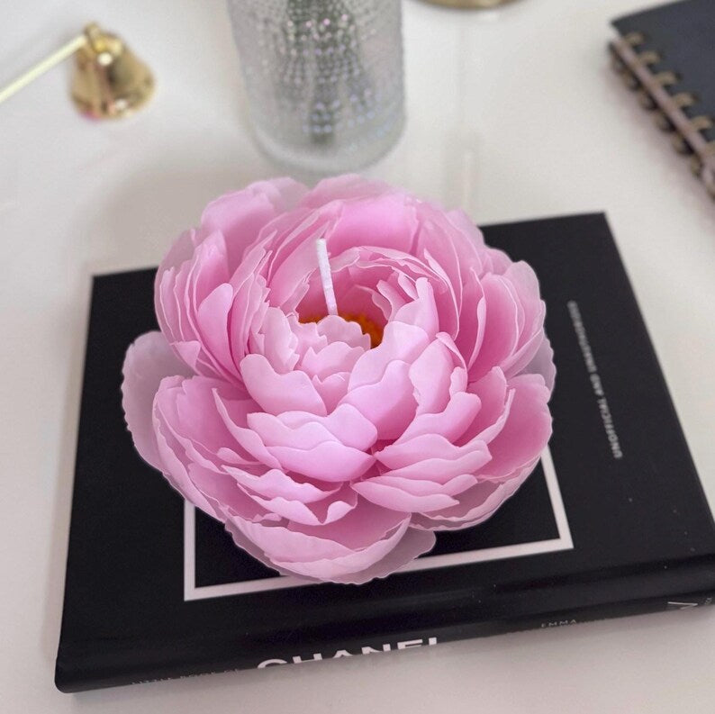Handmade Beeswax Peony Candle: Realistic Flower Candle, Birthday Gift, Luxury Mother Day Gift