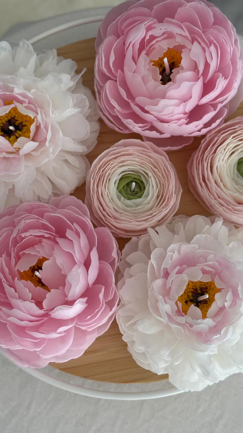 Handmade Beeswax Peony Candle: Realistic Flower Candle, Birthday Gift, Luxury Mother Day Gift