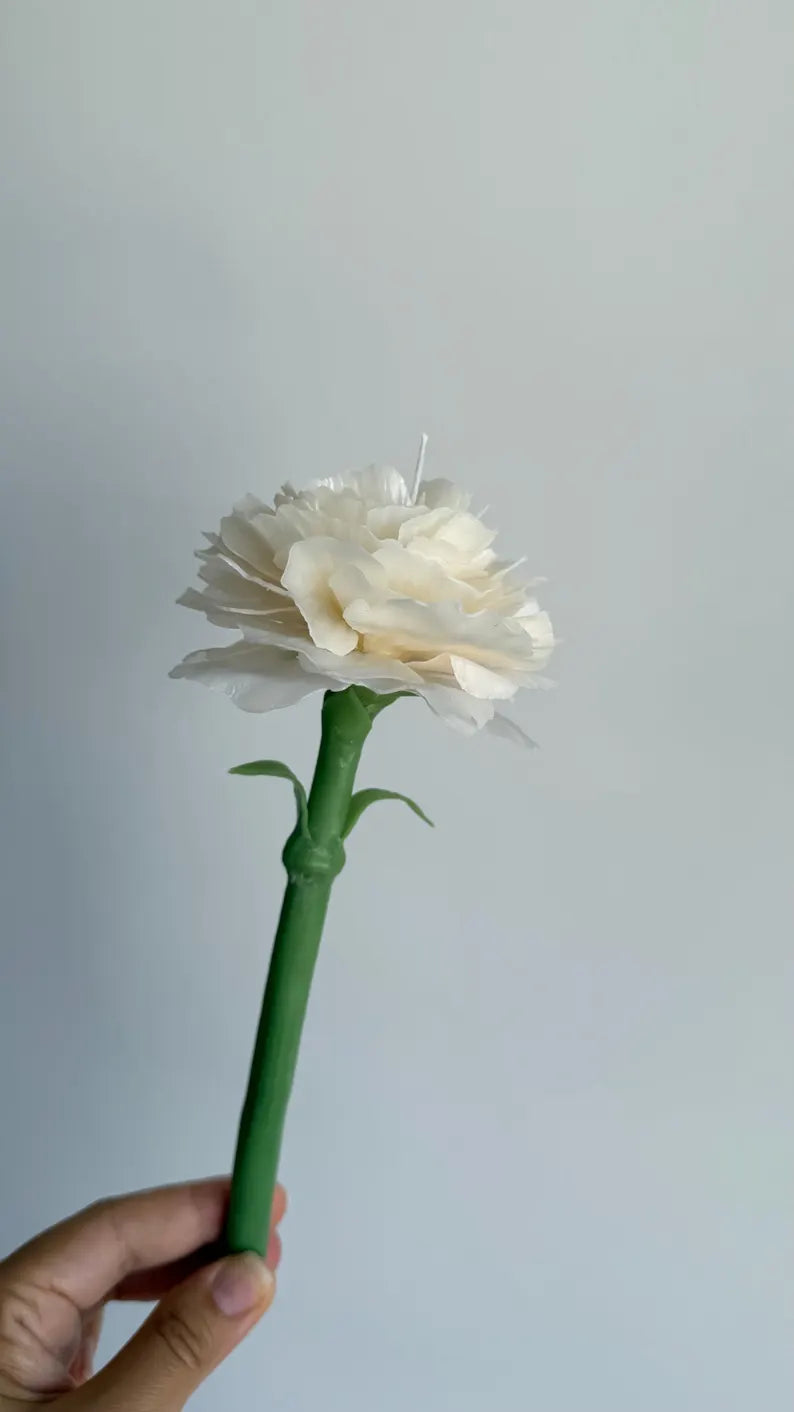 Handmade beeswax rose candle: unique flower gift for her / home decor