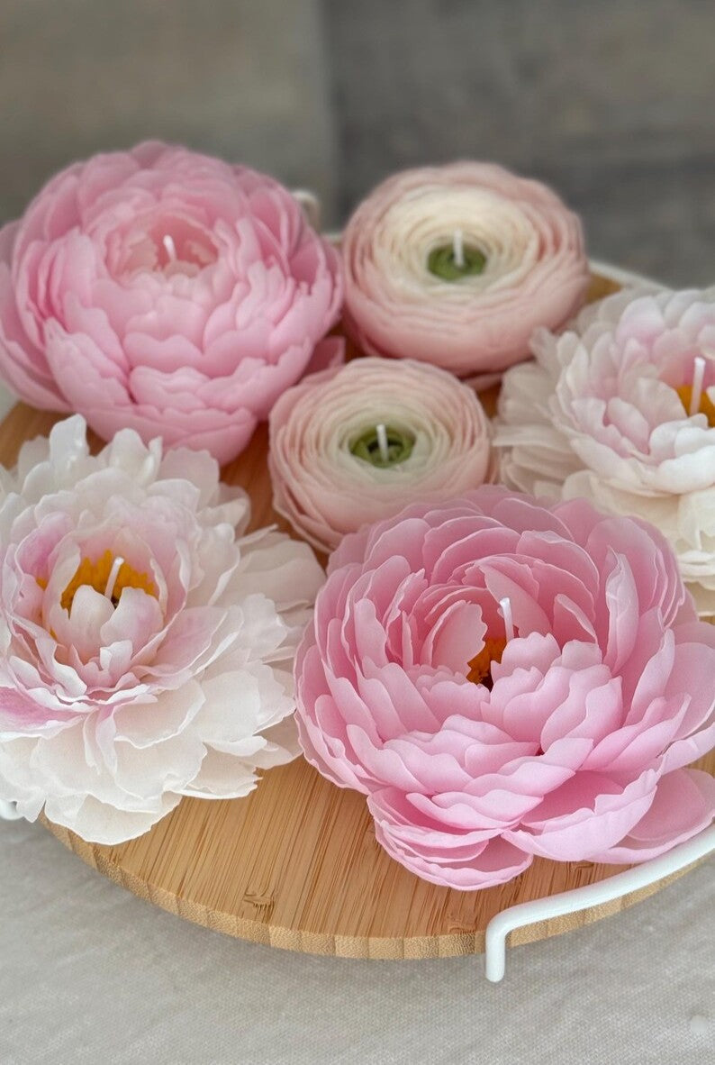 Handmade Beeswax Peony Candle: Realistic Flower Candle, Birthday Gift, Luxury Mother Day Gift