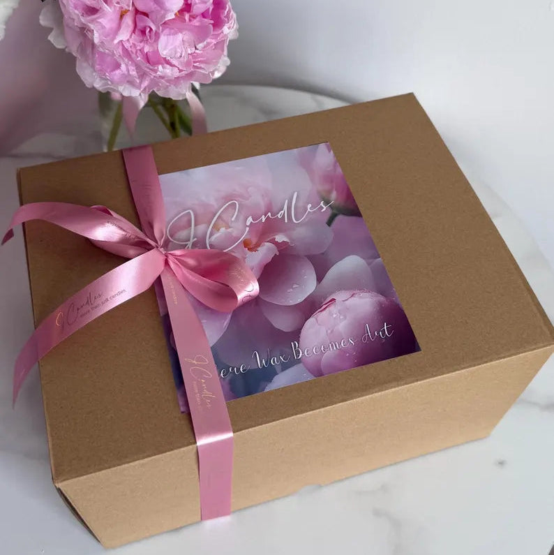 Handmade beeswax flower candle set: peonies & french rose gift, luxury mother day gift