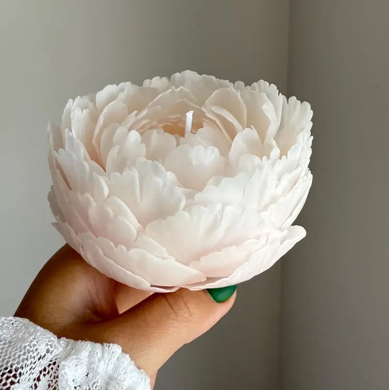 Realistic Peony Candle from Beeswax: Handmade Flower for her, Wedding, Luxury Mother Day Gift
