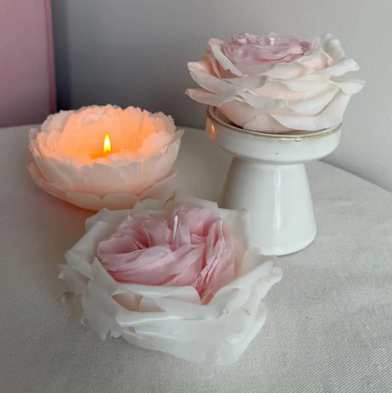 Realistic Peony Candle from Beeswax: Handmade Flower for her, Wedding, Luxury Mother Day Gift