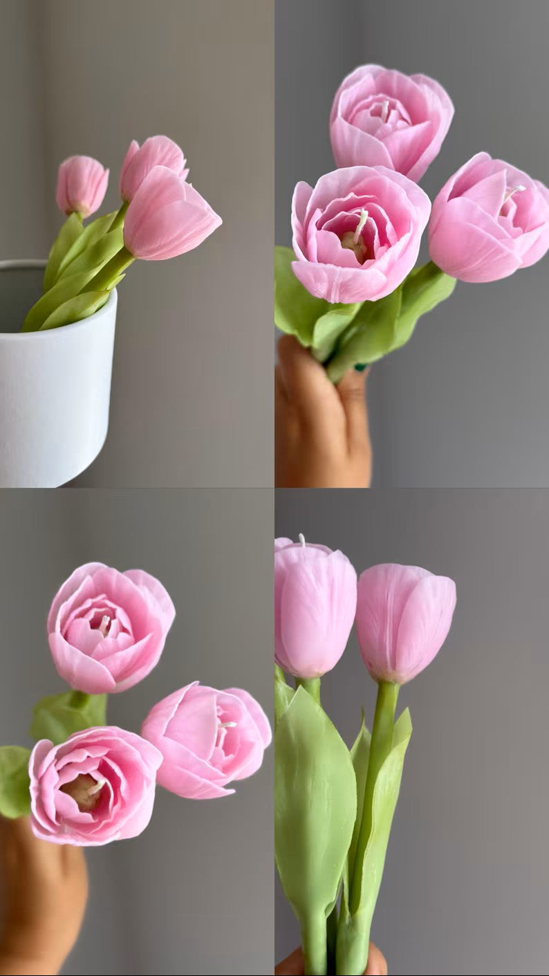 Handmade Beeswax tulip candle: unique floral gift