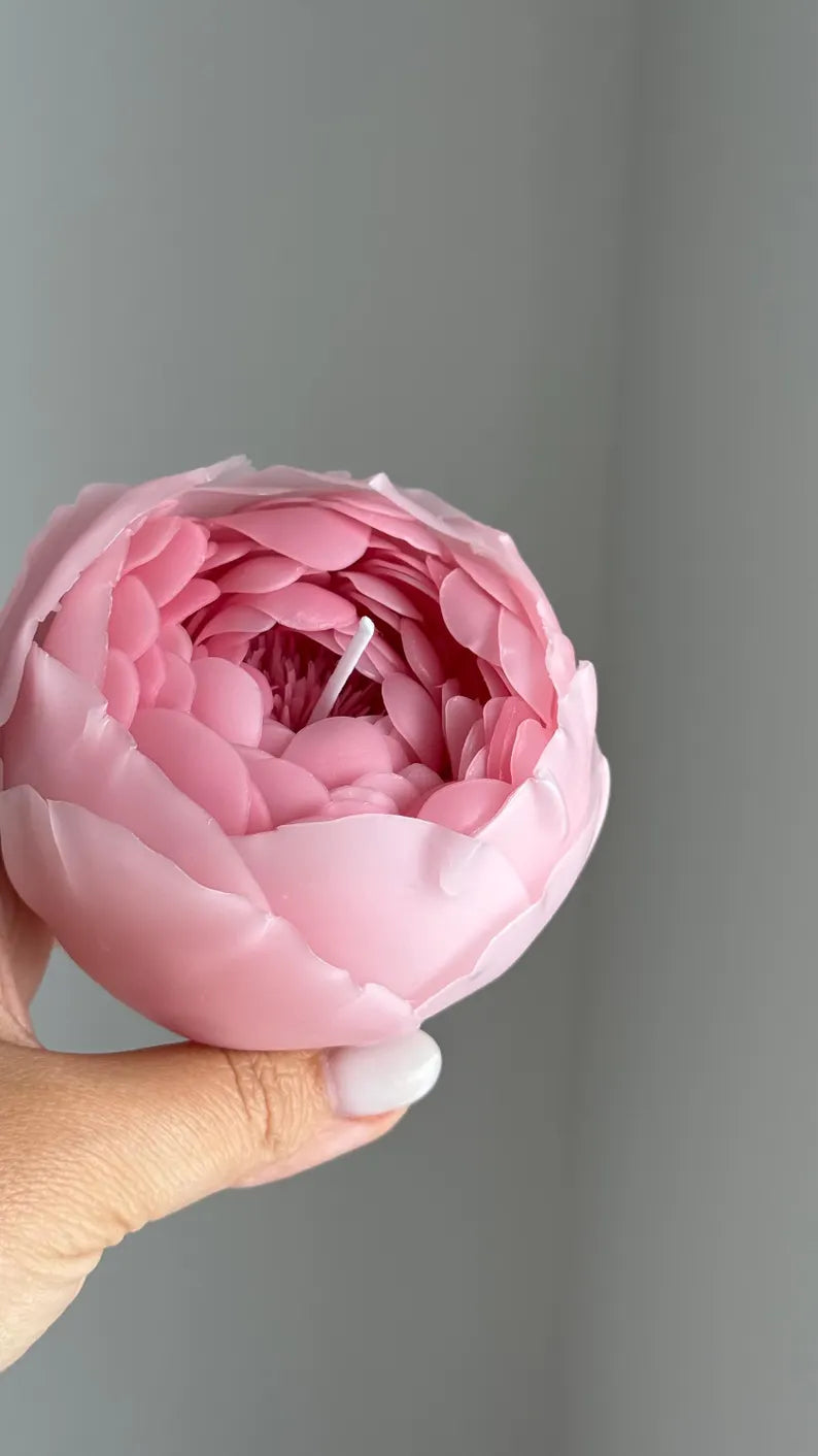 Handcrafted Beeswax Peony Candle: Wedding Birthday Decor