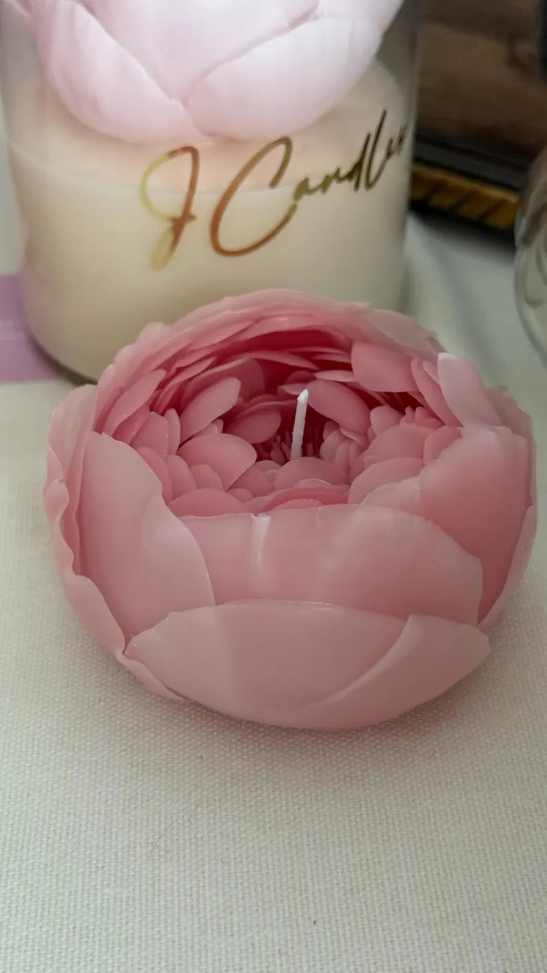 Handcrafted Beeswax Peony Candle: Wedding Birthday Decor