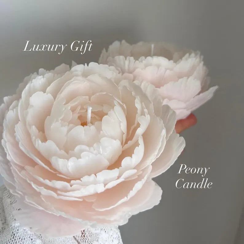 Realistic Peony Candle from Beeswax: Handmade Flower for her, Wedding, Luxury Mother Day Gift