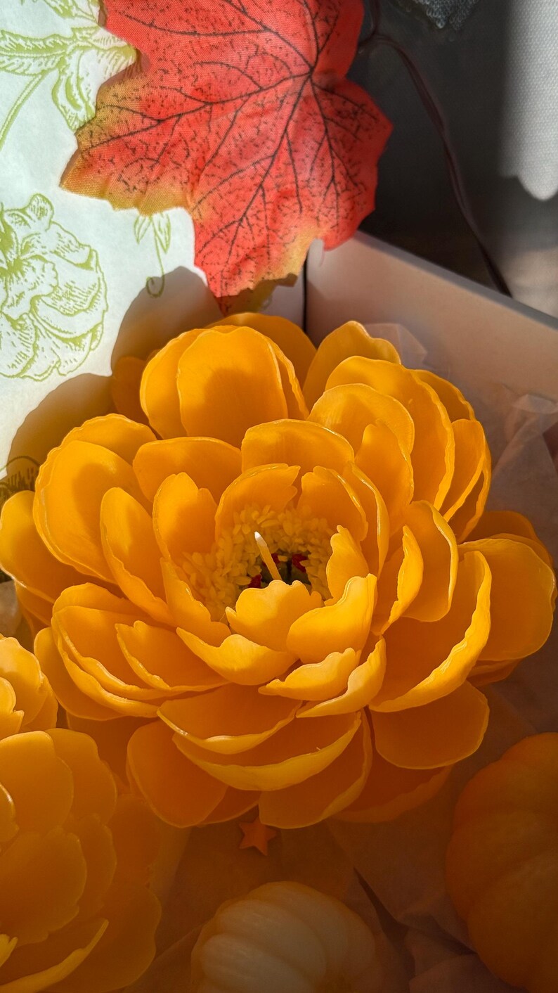 Candle Flower Peony | Handmade Autumn Fall Decor | Gift for Teachers