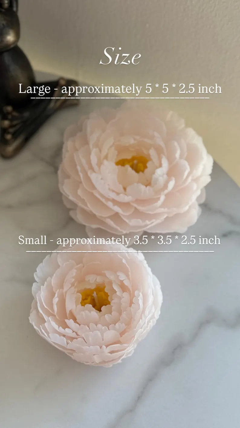 Realistic Peony Candle from Beeswax: Handmade Flower for her, Wedding, Luxury Mother Day Gift