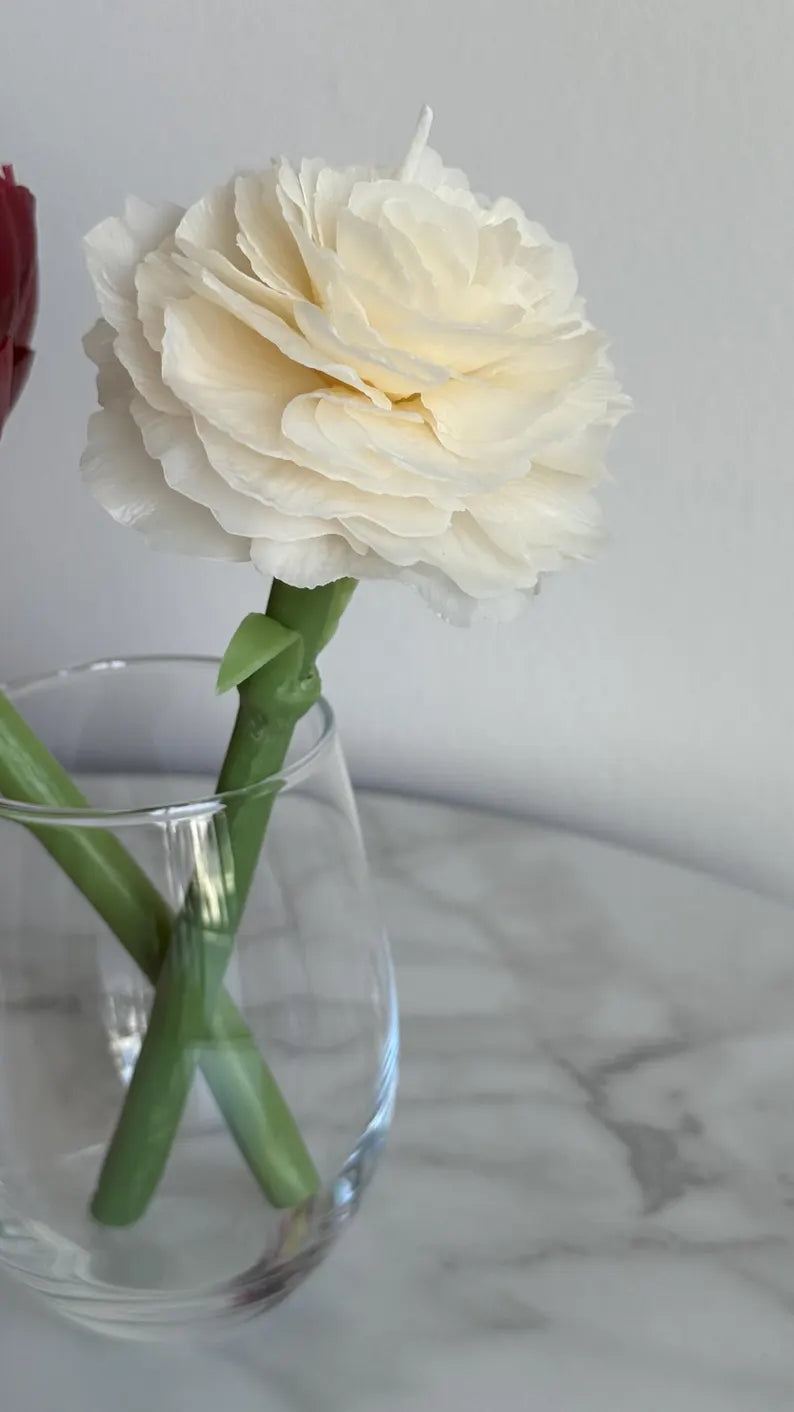 Handmade beeswax rose candle: unique flower gift for her / home decor